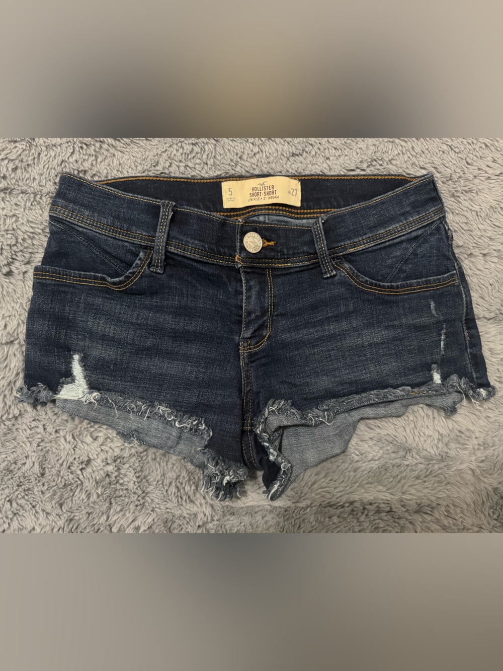 Hollister Distressed Dark Wash Denim Cutoff Shorts